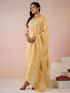 Beige Silk Blend Embroidered Straight Kurta Set